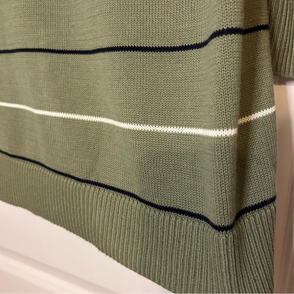 Talbots Women’s Sage Striped V Neck Cotton Sweater with Tie Detail Size M $79 - Picture 5 of 8